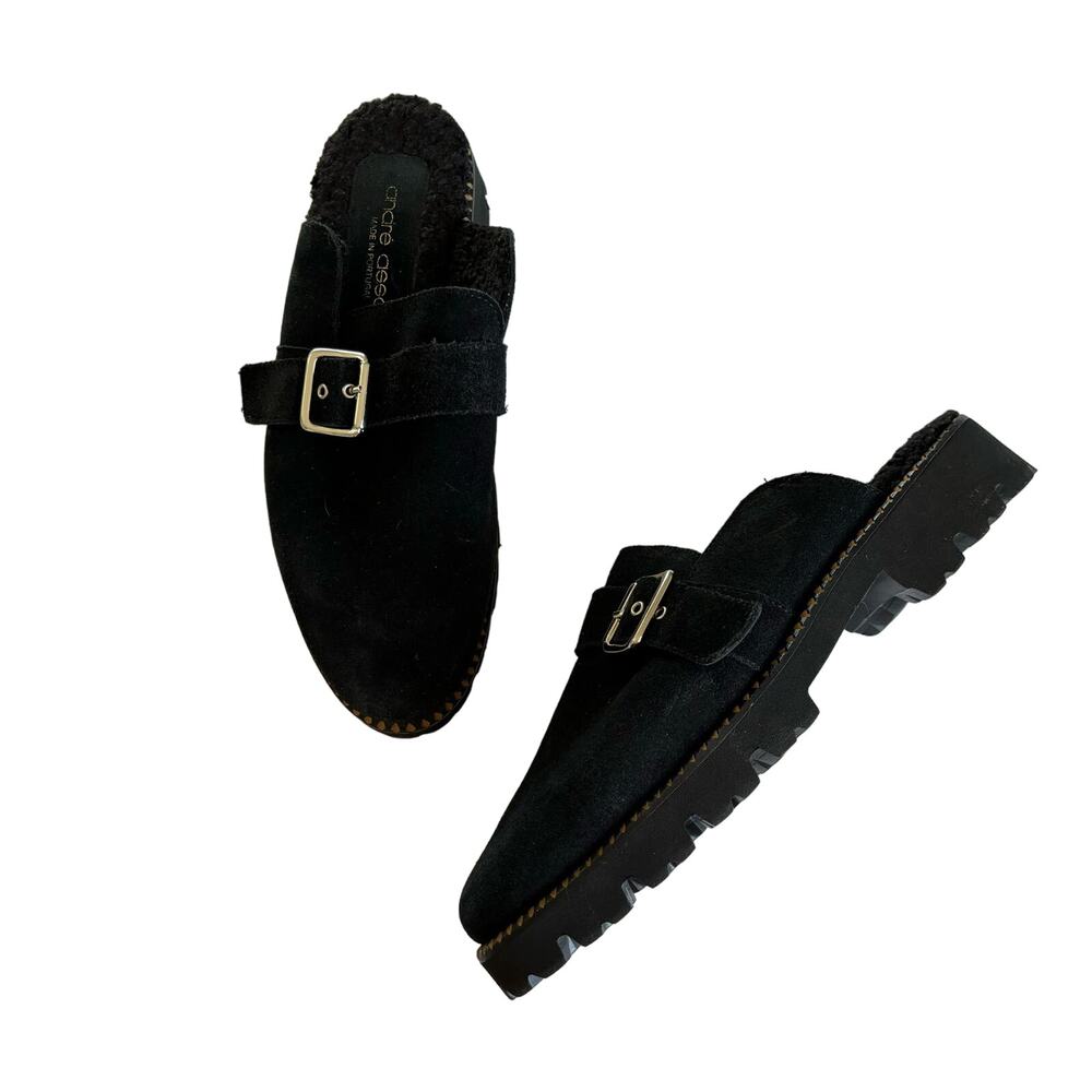 Andre Assous Paola Black Slippers Slip On Round Toe Clogs Women's Size 9